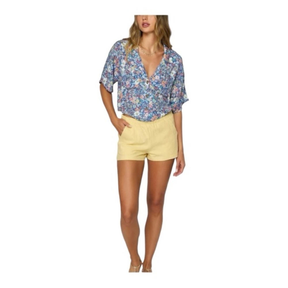 O'Neill Carlene Straw Beach Shorts Linen Cotton‎ Yellow Used XL